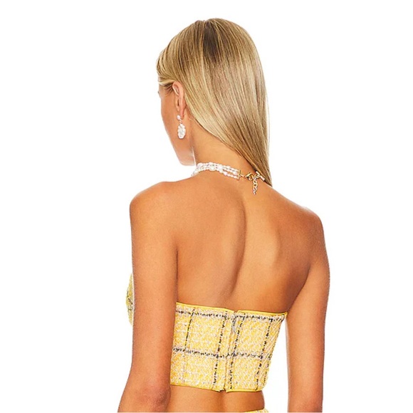 New NWT ASSIGNMENT Cady Top in Yellow tube top tweed crop strapless revolve - Picture 2 of 8